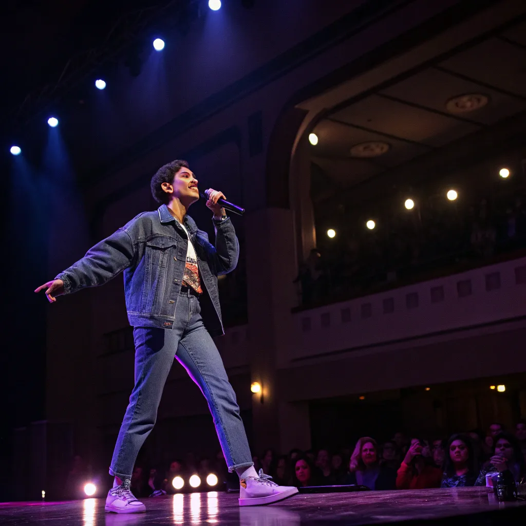 Young adult performing on stage